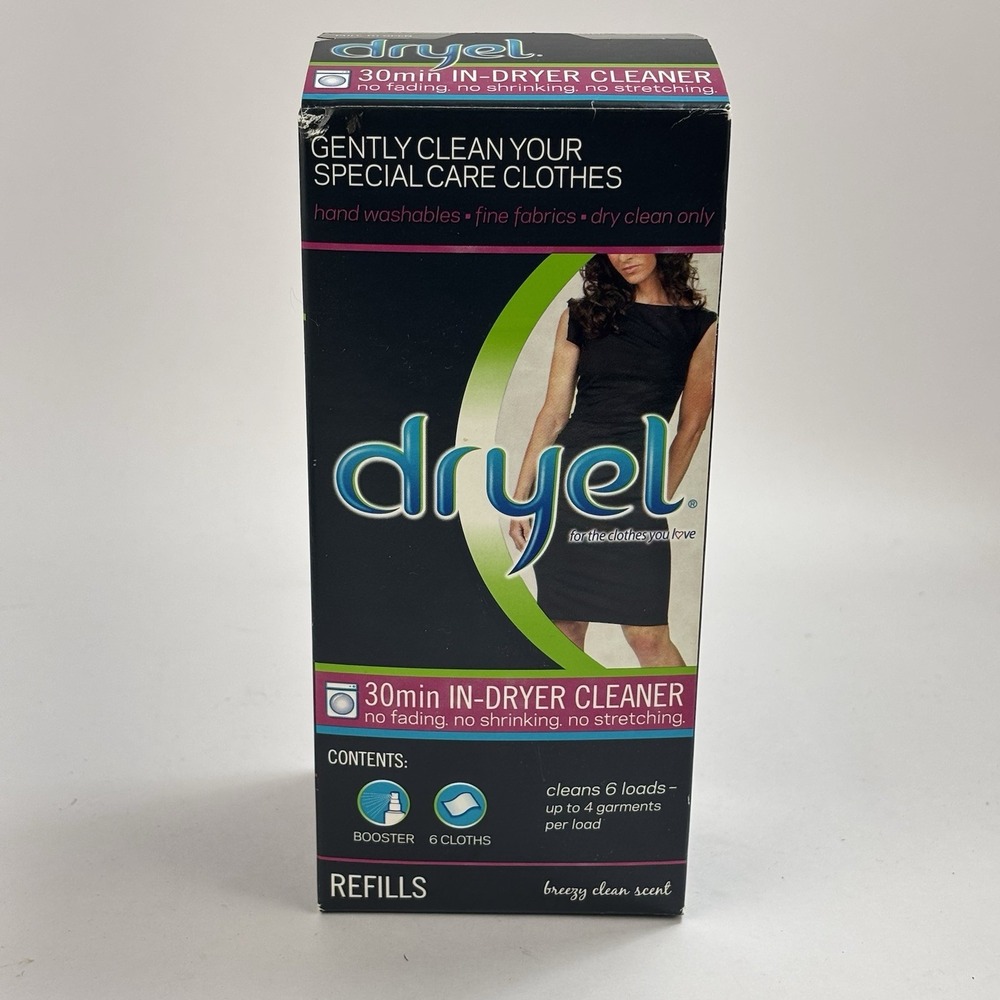 NEW Sealed Dryel 30 min In-Dryer Dry Cleaner Refill Kit w/Booster Spray 6 Cloths